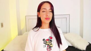 miissemily - Young bitch sweet talks and shows her little tits and her pussy with lavens inside her