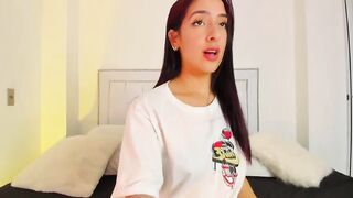 miissemily - Young bitch sweet talks and shows her little tits and her pussy with lavens inside her