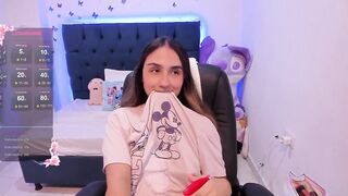 ShantallJonnes69 - Student in the room on a chair sweetly chatting and shy to undress and show herself naked