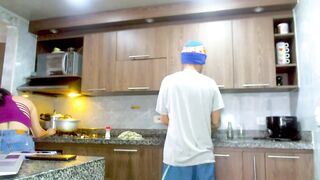 adan_eva960 - Young couple cooking together and posing for the camera