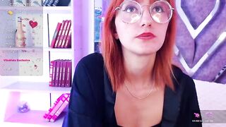 SusanHottye1 - Red-haired bitch in glasses sweetly chatting and shy to undress in front of the camera