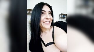 AryaSummersReal - Brunette milf with big tits shows her pussy and fucks it with Lavens after sucking rubber cock