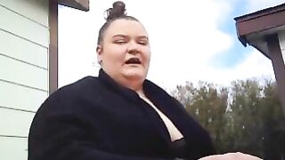 MsWetWetJones - Milf with big tits sweetly chatting and teasing in front of the camera on the street