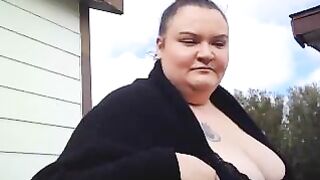 MsWetWetJones - Milf with big tits sweetly chatting and teasing in front of the camera on the street