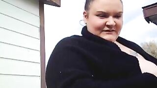 MsWetWetJones - Milf with big tits sweetly chatting and teasing in front of the camera on the street