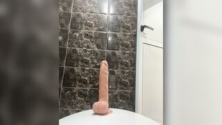 Emy-sexy - Milfa in the bathroom fucks with a rubber cock and gets a colossal pleasure