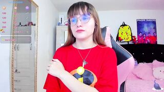 Lucyy-hess -Cute college girl with glasses sweetly chatting and teasing in front of the camera