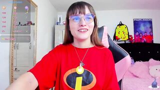 Lucyy-hess -Cute college girl with glasses sweetly chatting and teasing in front of the camera