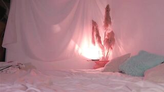 kiss_bell - Mulatto dances naked in front of the camera showing her hairy pussy and sucks a rubber cock down her throat while chatting sweetly