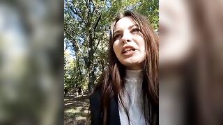 kirastreet - Little girl filming herself on the street gets pleasure from the lavens in her pussy and is not afraid that someone will notice.