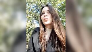 kirastreet - Little girl filming herself on the street gets pleasure from the lavens in her pussy and is not afraid that someone will notice.