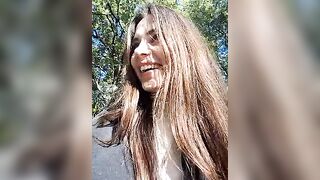 kirastreet - Little girl filming herself on the street gets pleasure from the lavens in her pussy and is not afraid that someone will notice.