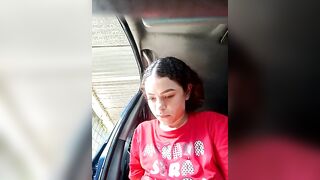 Mommy-Hot - Young lady poses in front of the camera in the car and chats sweetly with the chat