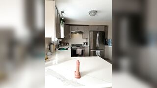 JordanXo - Baby in the kitchen on the table fucks with a rubber cock and cums hard from it