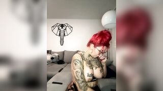 Mia_Fuchs - [Red-haired babe in tattoos shows her big tits and chats sweetly in front of a camerawork