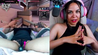 VenusIsLove_ - Young streamer on stream masturbates her pussy with a brator and communicates with the chat while playing a game