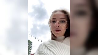 CaseyStar - Student girl filming herself outside after class