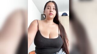 shirazz_najmm -  A busty young woman with big tits jerks off a rubber cock all the way to her throat and chats sweetly