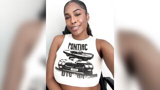 CandyLuxxxx - Young mulatto teases with her sweet figure and her sweet tits in a tank top