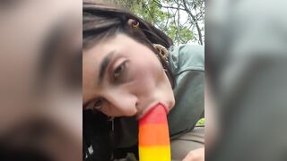 Sam_Sara - Young girl filming herself on the street as she sucks ren cock