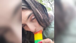 Sam_Sara - Young girl filming herself on the street as she sucks ren cock