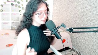 emma_unu -Curly-haired brunette in glasses sucks a rubber cock down her throat and imagines that it's real.