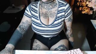 sherly_tattoosss - Curvy babe with tattoos in clothes teases in front of the camera