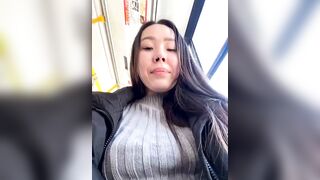 Asian_Asami - A young woman films herself on the street in a bus and is not afraid that someone might see her