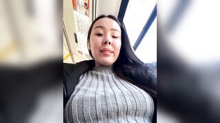 Asian_Asami - A young woman films herself on the street in a bus and is not afraid that someone might see her