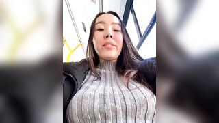 Asian_Asami - A young woman films herself on the street in a bus and is not afraid that someone might see her