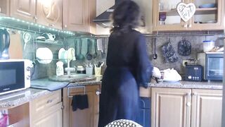 LizaCakes - Cute housewife in clothes sits chatting and teasing in front of the camera