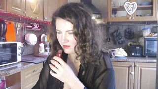 LizaCakes - Cute housewife in clothes sits chatting and teasing in front of the camera