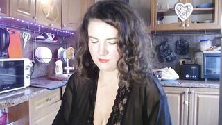 LizaCakes - Cute housewife in clothes sits chatting and teasing in front of the camera