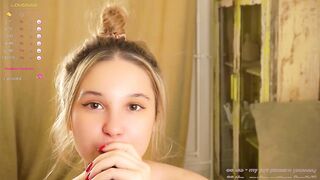 PollyBisbee - Young babe with small tits sweetly chatting and teasing in front of the camera