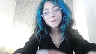 TerumiCute -Young babe with blue hair cutely chats and teases in front of the camera