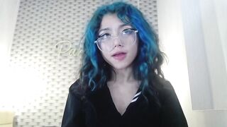 TerumiCute -Young babe with blue hair cutely chats and teases in front of the camera