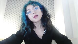 TerumiCute -Young babe with blue hair cutely chats and teases in front of the camera