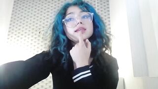 TerumiCute -Young babe with blue hair cutely chats and teases in front of the camera