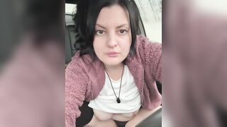 LenasBigSecret -Brunette with big tits sweetly chatting and teasing in front of the camera in the car