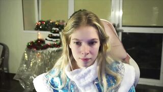 kitkatkate - A babe in a snow maiden costume teases in front of the camera