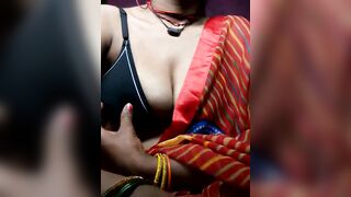 muskan69 -  Boobed Indian woman paws her big boobs on camera in a bra