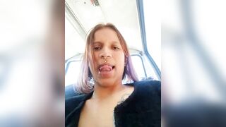 zoe73 - Young Latina on the street shows her pussy with lavens inside and gets pleasure