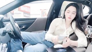 orla2021 -  Asian babe in car films herself with Lavens inside and enjoys it