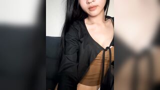 Edi_na - Young brunette in clothes teases in front of the camera and does not want to undress on camera