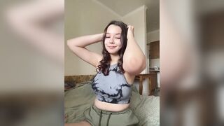 PoppyRobinson - [Young student dances in clothes in front of the camera and is embarrassed to undress