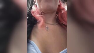 RiriRoseey - Pink haired babe films herself in a store and chats sweetly with the chat