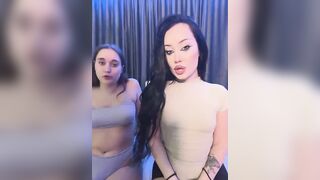 RollingGirls - Young skinny lesbians with small tits dance striptease in front of the camera