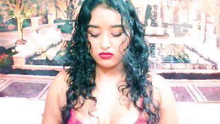 IndianAngel4u - Curly-haired brunette with small tits sweetly chatting and teasing in front of the camera